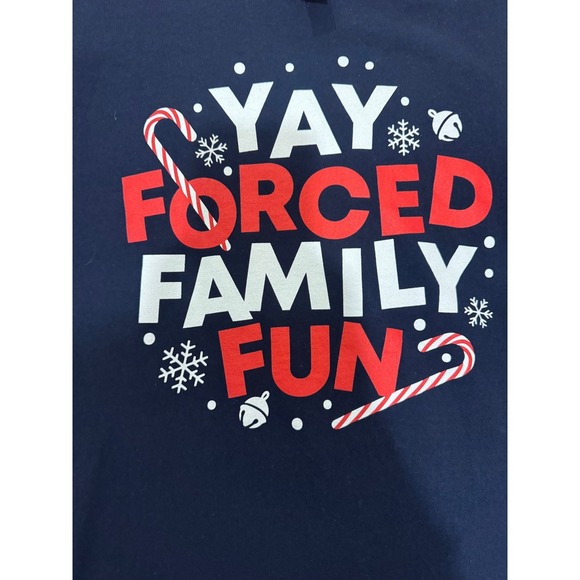 Gildan Heavy Cotton "Yay Forced Family Fun" Christmas T-Shirts – Size Large - Picture 2 of 3